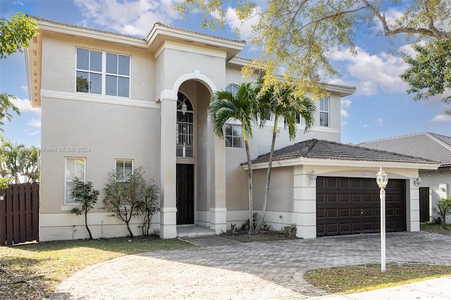 view of front of house with a garage