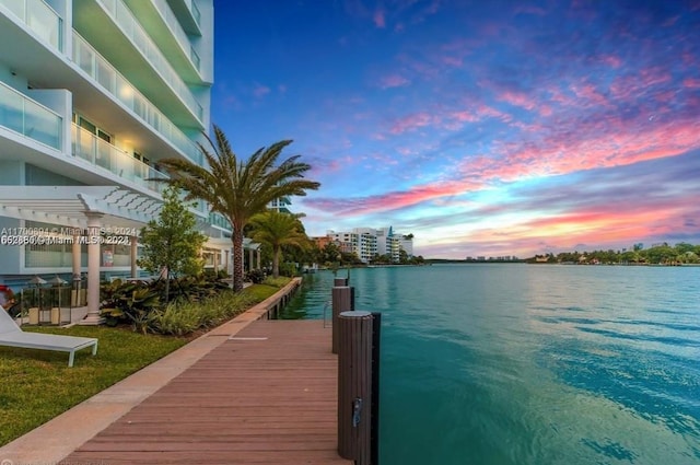 dock area featuring a water view