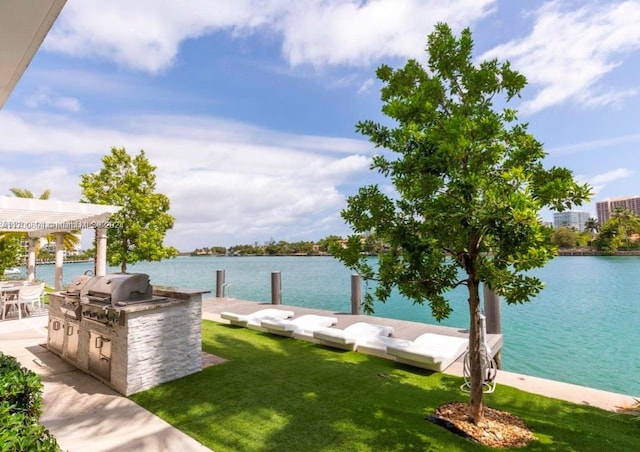 water view with a boat dock