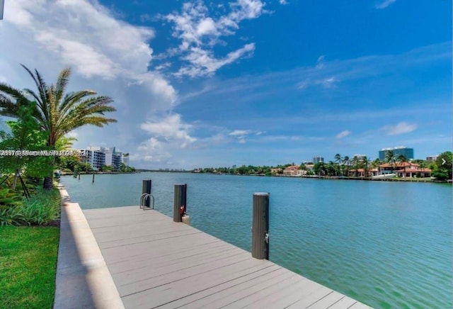 view of dock featuring a water view