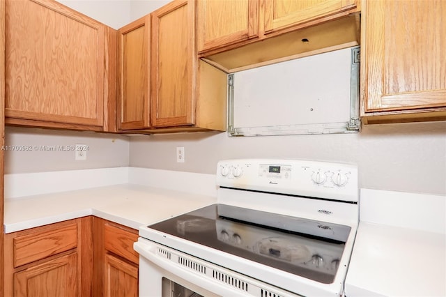 kitchen featuring white range