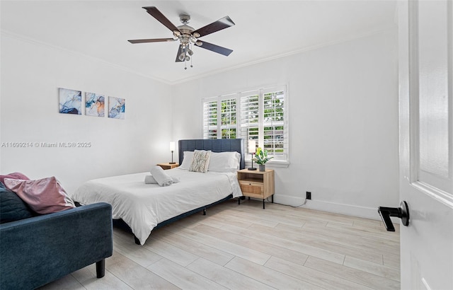 13751 NE 1st Ave, Miami, FL 33161 - bedroom with ornamental molding, light wood-style flooring, and a ceiling fan
