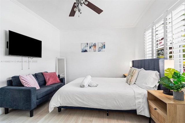 13751 NE 1st Ave, Miami, FL 33161 - bedroom featuring ornamental molding, wood finished floors, and ceiling fan