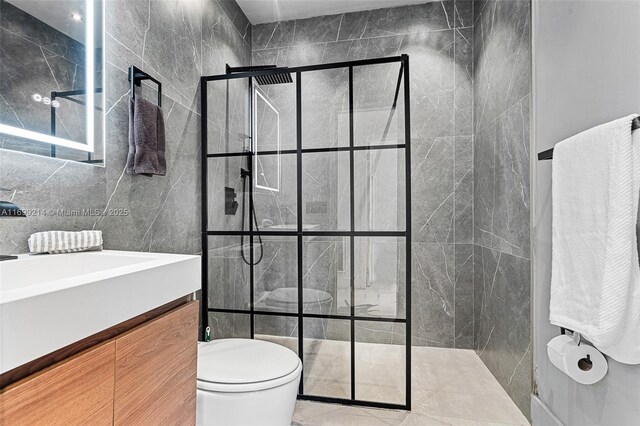 13751 NE 1st Ave, Miami, FL 33161 - bathroom with tile walls, a walk in shower, and vanity