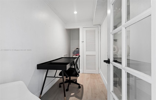 13751 NE 1st Ave, Miami, FL 33161 - home office featuring wood finished floors, ornamental molding, and recessed lighting