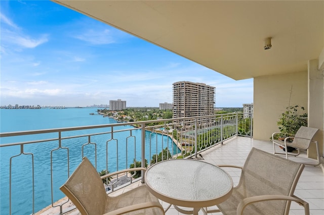 balcony with a water view