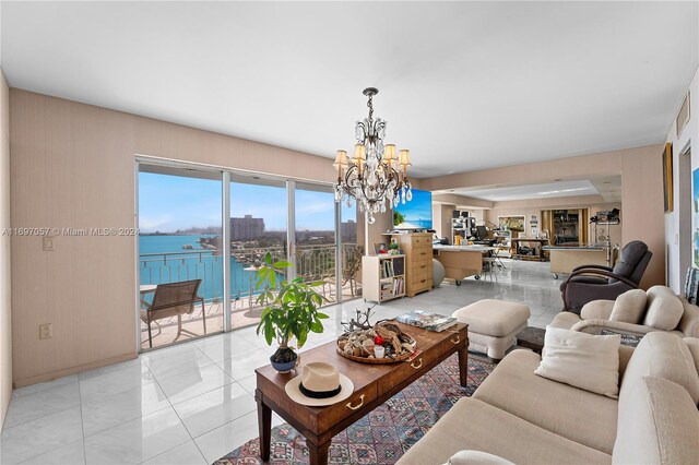 11111 Biscayne Blvd Unit 12F, Miami, FL 33181 - living area featuring a chandelier