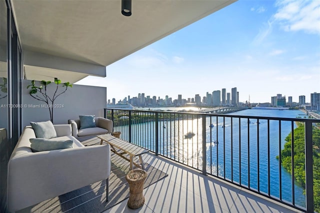 balcony with a water view