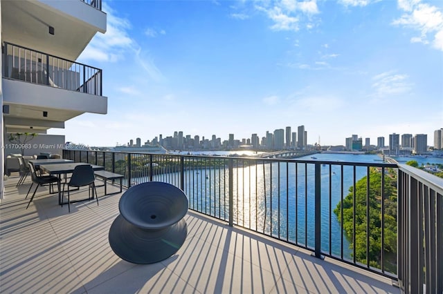 deck with a water view