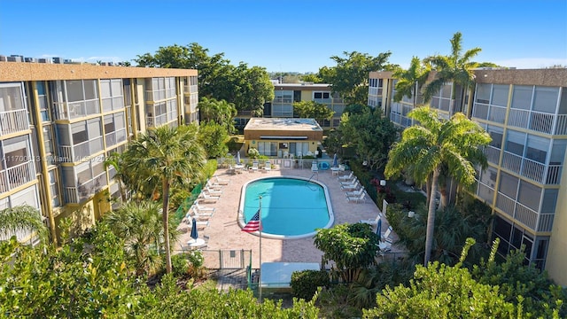 view of pool featuring a patio