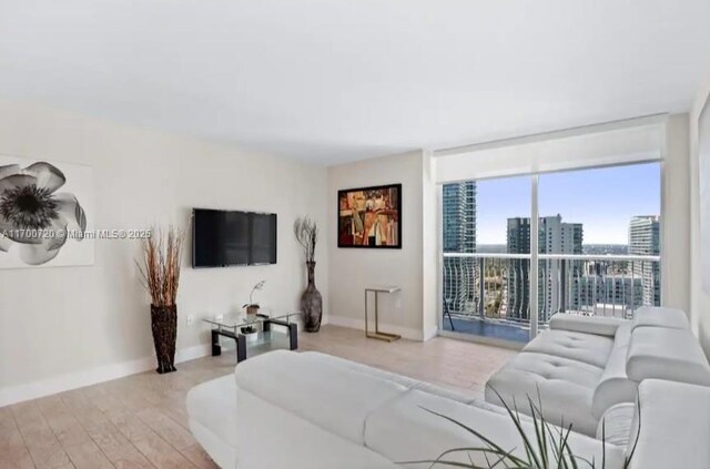 living room featuring light hardwood / wood-style floors