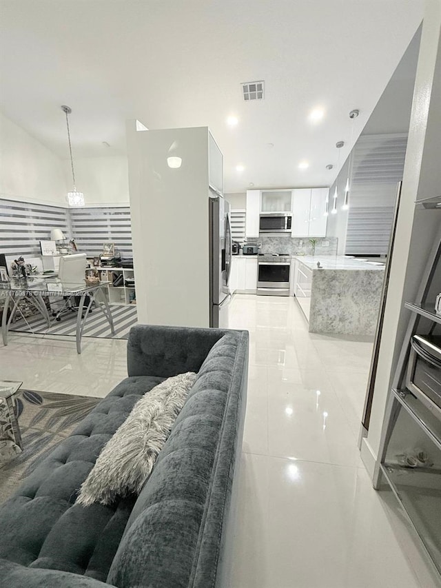 view of tiled living room