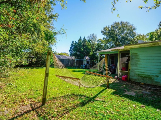 view of yard featuring a playground