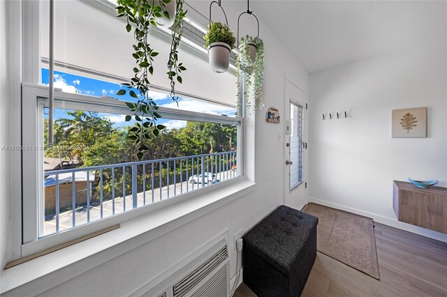 foyer entrance featuring hardwood / wood-style floors