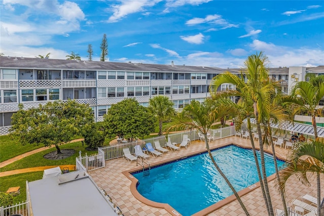 view of pool featuring a patio