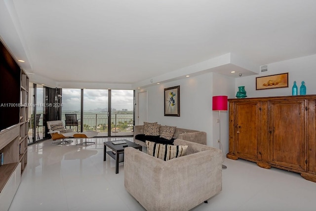 living room featuring expansive windows