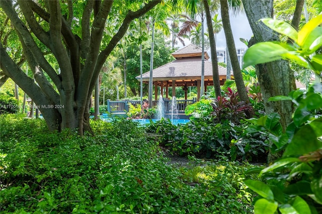 view of yard with a gazebo