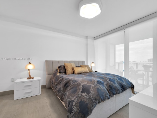 bedroom featuring light wood-type flooring