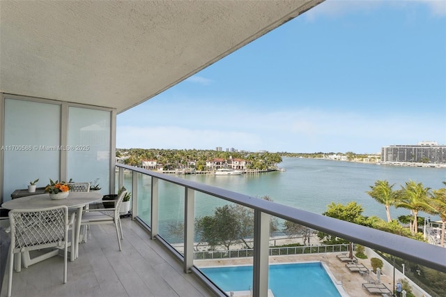 balcony with a water view