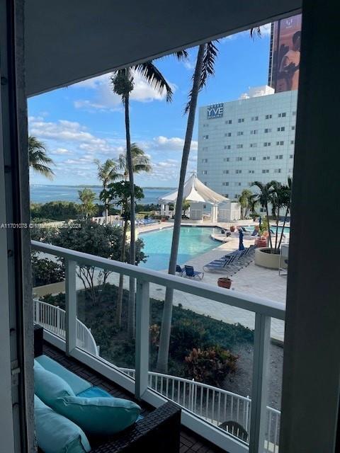 balcony with a water view