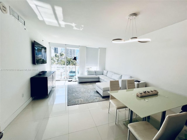 view of tiled living room