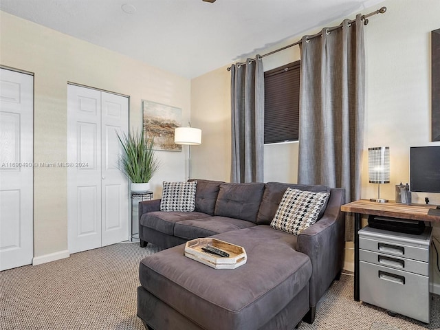 living room with light carpet