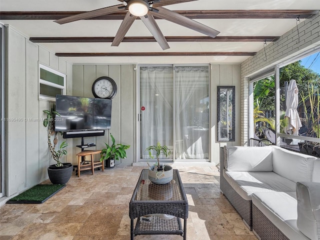 view of patio / terrace featuring an outdoor hangout area and ceiling fan