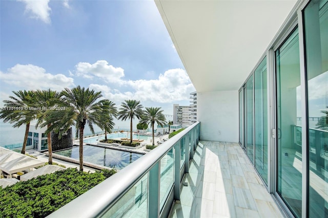 balcony with a water view