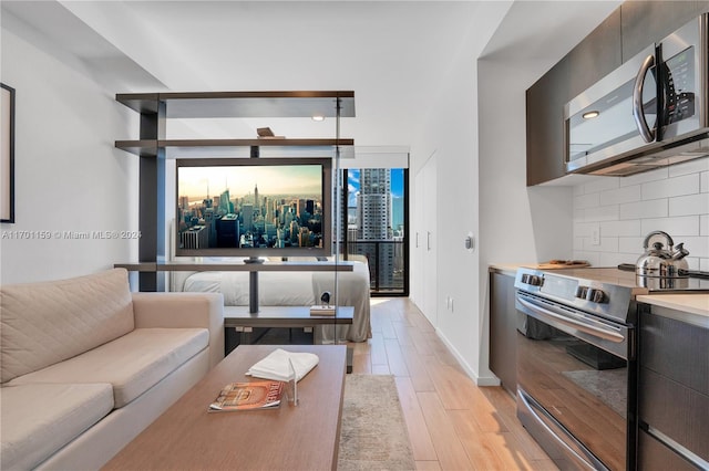 living room featuring light hardwood / wood-style floors