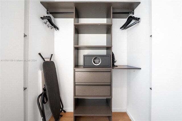 spacious closet featuring light hardwood / wood-style floors