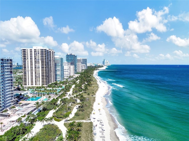 property view of water with a beach view