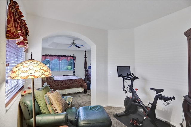 bedroom featuring carpet floors and multiple windows