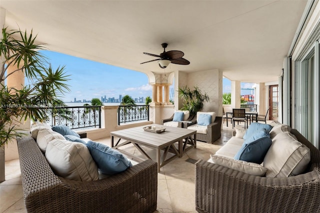 view of patio / terrace with outdoor lounge area and ceiling fan