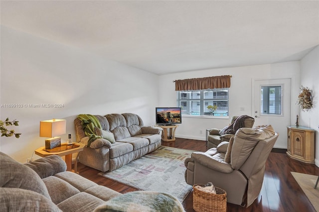 living room featuring dark hardwood / wood-style floors