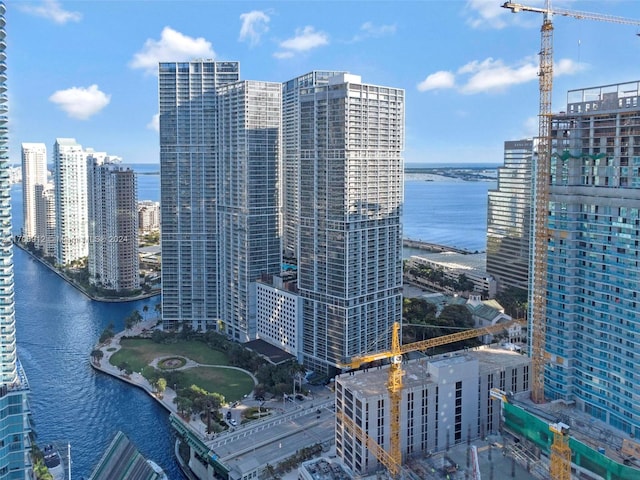 view of city with a water view