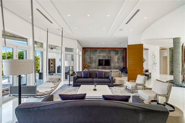 271 N Hibiscus Dr, Miami Beach, FL 33139 - living area featuring recessed lighting and a towering ceiling