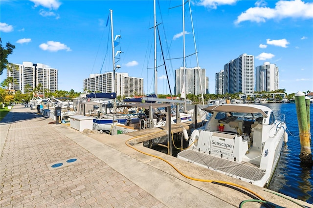 view of dock featuring a water view