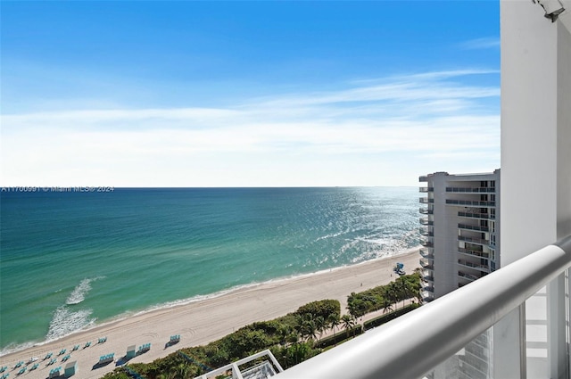 water view with a view of the beach