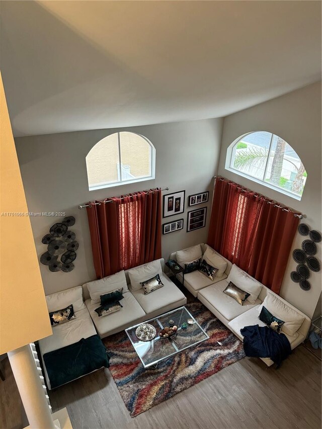 living room with wood-type flooring