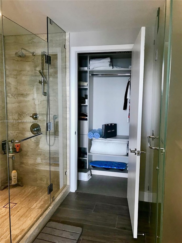 2900 NE 7th Ave Unit 3608, Miami, FL 33137 - bathroom with a shower stall and wood finished floors