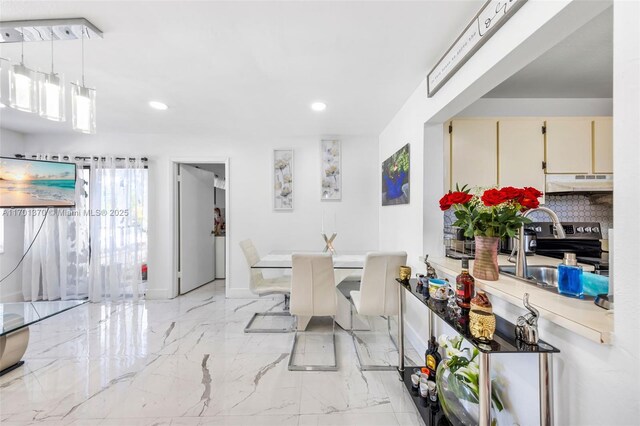 dining room with sink