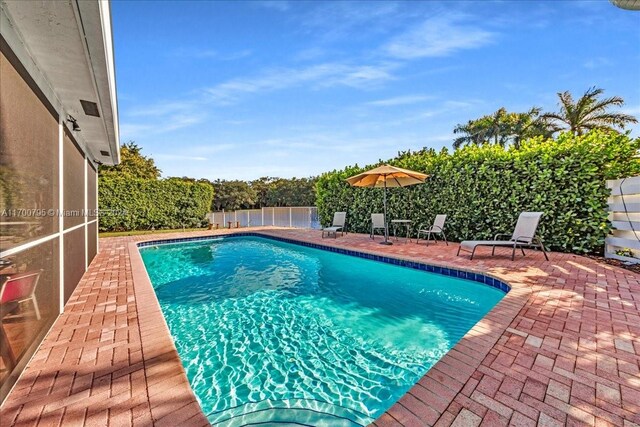 view of pool featuring a patio area