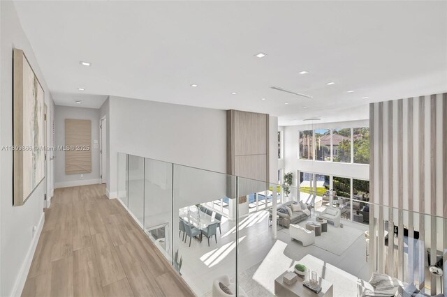 living room with a high ceiling