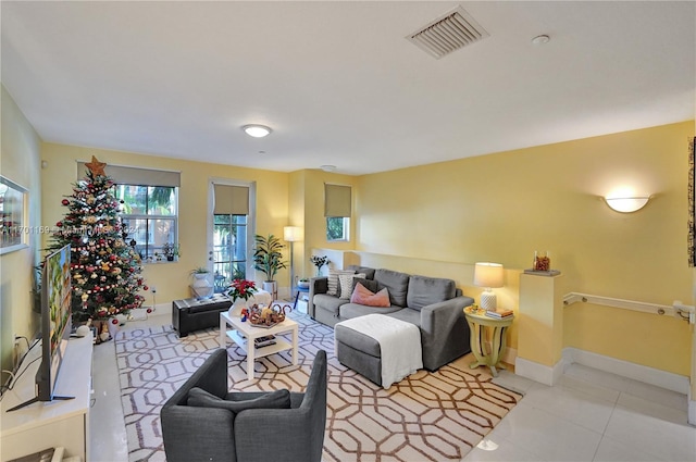 view of tiled living room