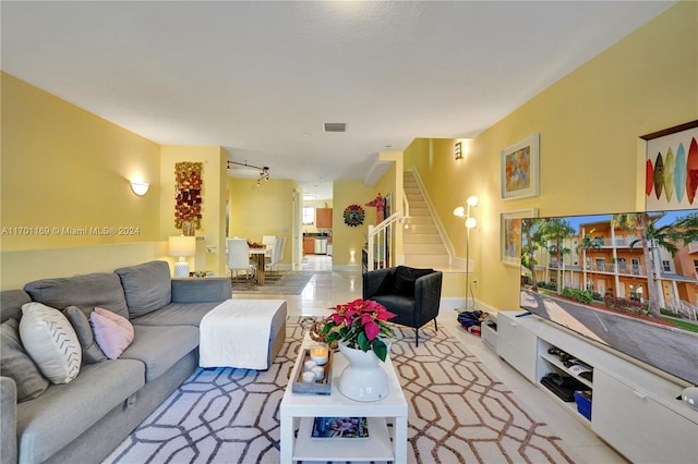 view of tiled living room