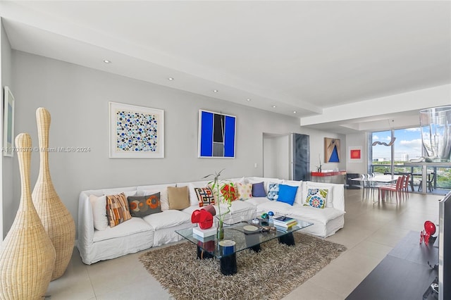 view of tiled living room