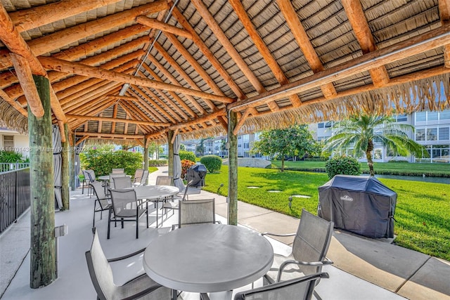 view of patio featuring a gazebo