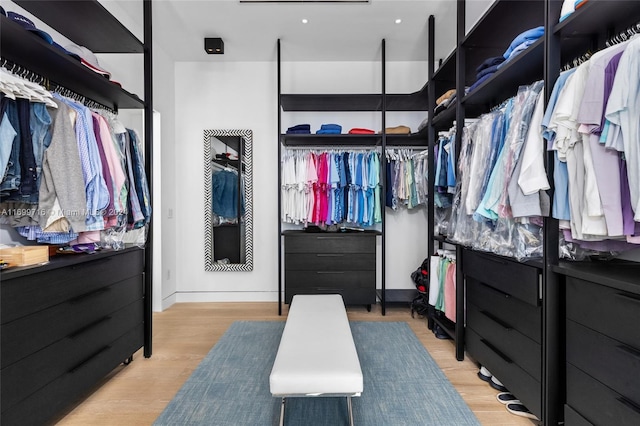 spacious closet featuring light hardwood / wood-style floors