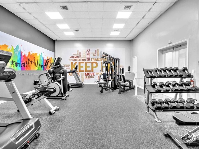 250 NE 212th St, Miami, FL 33179 - gym featuring a paneled ceiling