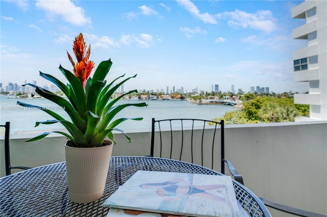 balcony with a water view